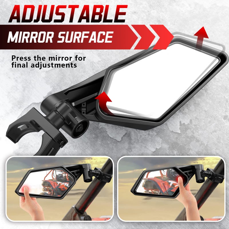 Esploratori UTV Side Mirrors for 1.5""-2"" Roll Bar SXS RZR Side Mirrors with Adjustable Mirror Compatible with Polaris RZR 1000 Can Am Maverick Kawasaki Mule Arctic Cat Wildcat Pioneer Rhino Yamaha YXZ - Image 4